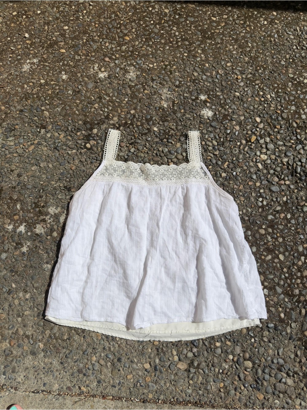 Vintage White Lace-Trim Spaghetti Strap Tank